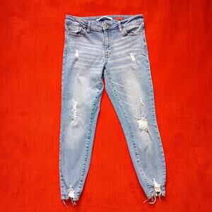 The Rider Ankle Jeans Women 9/29 Blue Distressed Denim Mid Rise Grunge Punk